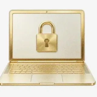 Laptop with padlock — Magic Red
