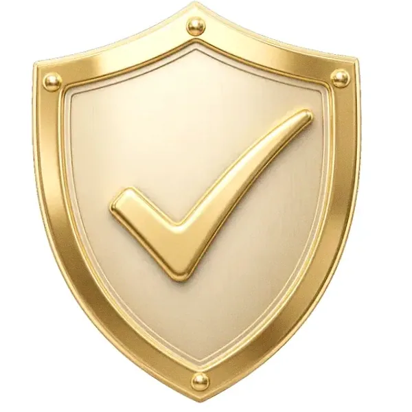Checkmark shield — Magic Red