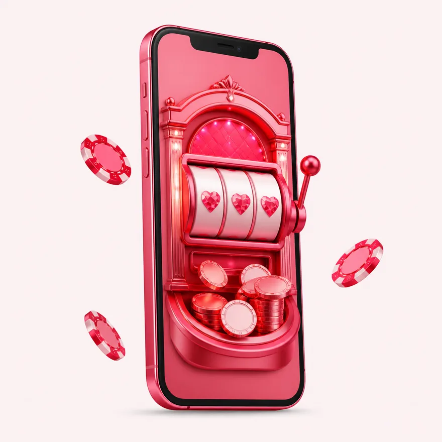 Smartphone with glowing screen — Magic Red