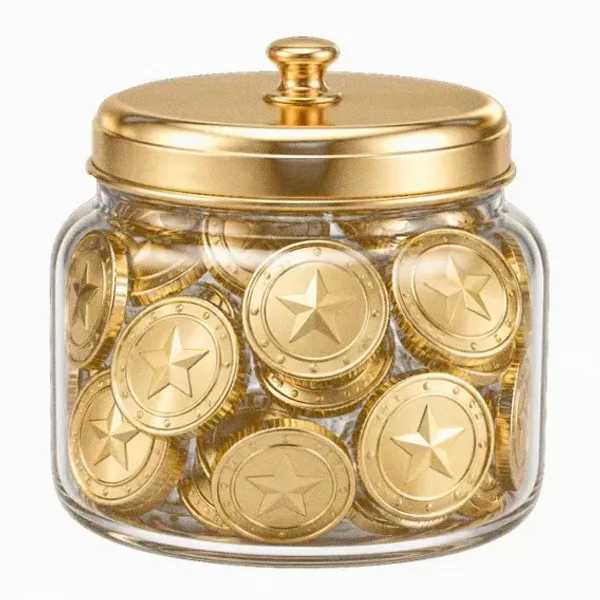 Coin-filled jar — Magic Red
