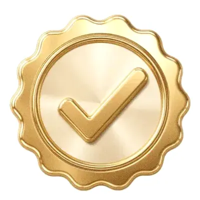 Checkmark badge — Magic Red