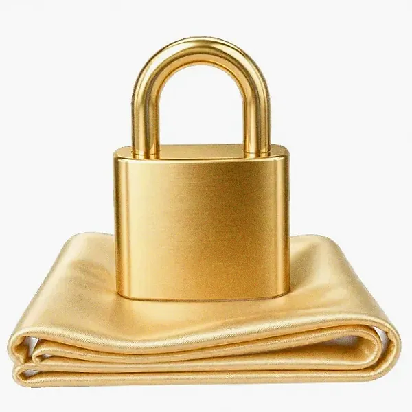 Padlock on folded cloth — Magic Red