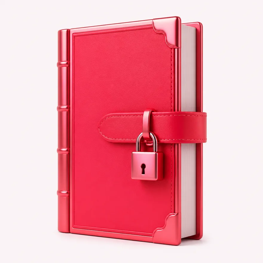 Book with padlock strap — Magic Red